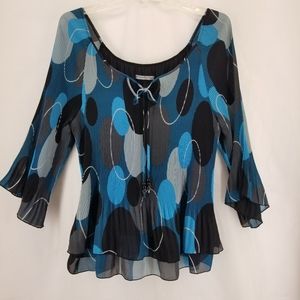 SIGNATURE BY LARRY LEVINE Pleated Boho Blouse